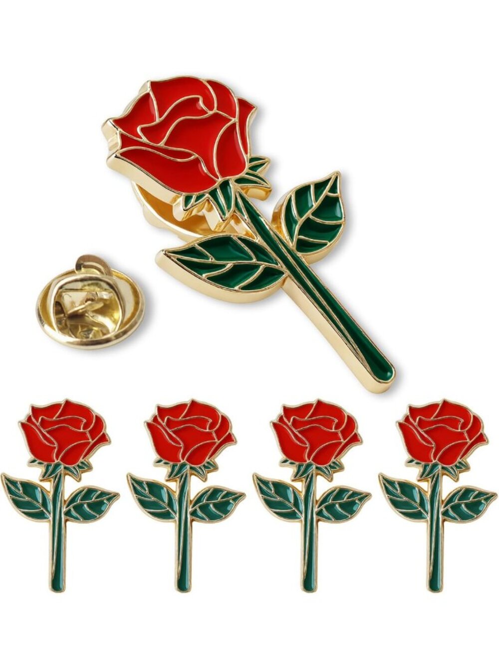 Elegant Red Rose Enamel Flower Pins - 10/30/50 Pcs Floral Brooches for Women